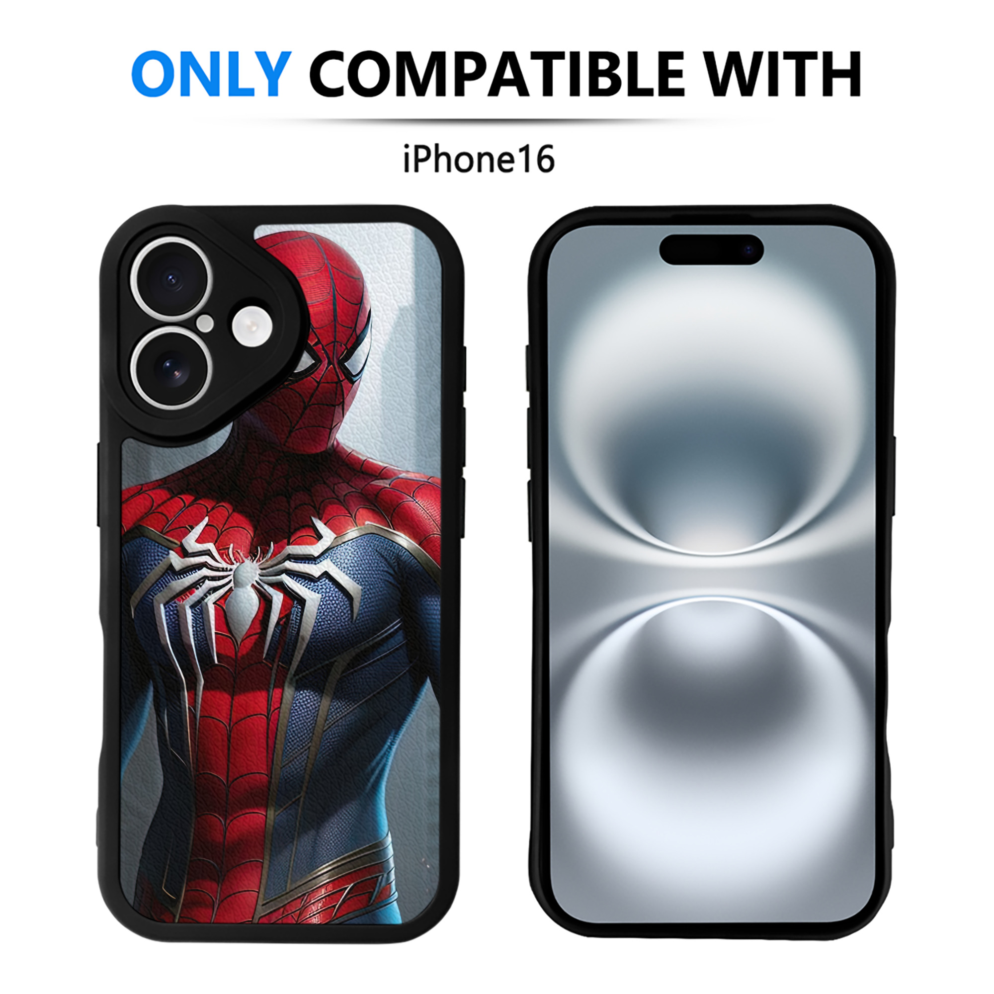 （画像用） Spider Man スパイダーマン 【iPhone 16シリーズ対応】シリコンスマホケース（レザー調） 材質：シリコン